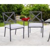 HomeRoots Set of Two Dark Gray Aluminum Outdoor Stacking Dining Chairs with Light Gray Cushion - 2 of 4