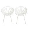 Set of 2 Plastic Outdoor Dining Chairs with Perforated Backs,Weather-Resistant Seating for Balcony or Garden-Cuddlewood - 2 of 4
