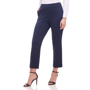 Rekkuna Women's Pull-On Ankle Work Pants – Mid-Rise Slim Straight Office Yoga Trousers with Pockets and Belt Loops - 1 of 4