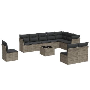 vidaXL Garden Sofa Set Grey PE rattan Large Modular Garden Sofa Set - 1 of 4