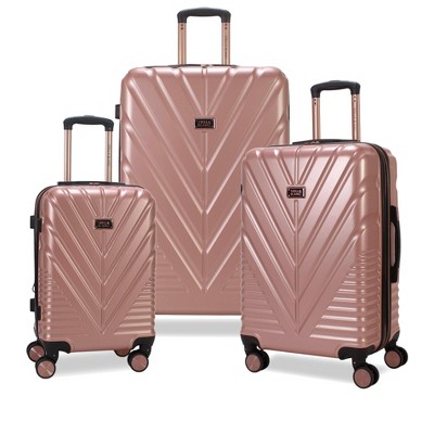Stella Blanc Nova 3 piece Hardside Expandable Spinner Luggage Set Rose Gold Target