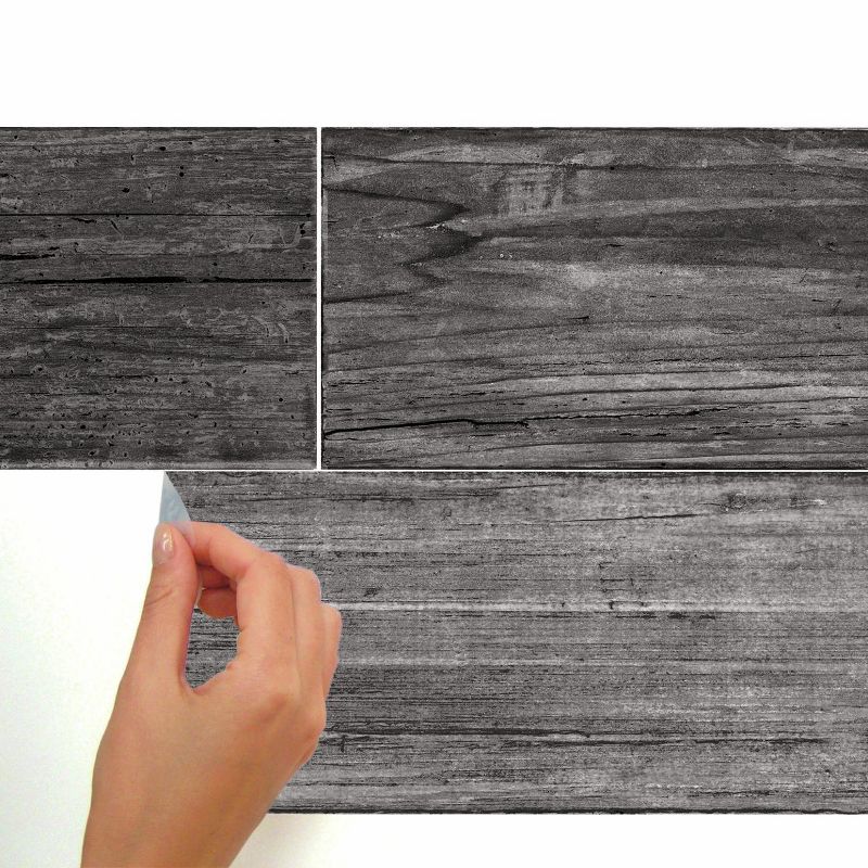 RoomMates Distressed Barn Wood Plank Peel And Stick Wallpaper Black, 5 of 7