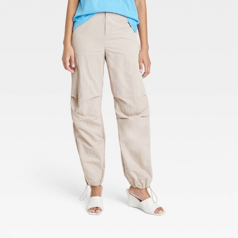 Women's High-Rise Parachute Pants - A New Day™ Tan 16