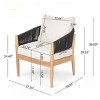 Acacia Wood Outdoor Club Chairs with Rope Backrest & Fade Resistant Cushion, Set of 2 Patio Lounge Armchair-3irtyhousy - 4 of 4