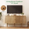 AMERLIFE 55" TV Stand, Mid Century Modern Console with Tambour Door, Solid Wood Legs - 4 of 4