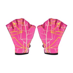 Unique Bargains Swimming Diving Resistance Webbed Training Printing Aquatic Gloves 1 Pair - 1 of 4
