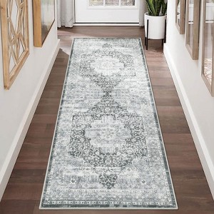 Oriental Machine Washable Rug Vintage Area Rug Non-Slip Rug Durable Floor Carpet Easy-Cleaning Rug - 1 of 4