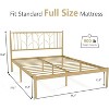 Homhougo Full Bed Frame, Gold Metal Platform Bed Frame with Headboard, Heavy Duty Metal Slat Support, Mattress Foundation, Noise Free Design, Gold - 2 of 4