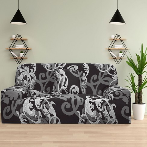 1 Pc X Large 114 Inches Polyester 4 Seaters Sofa Slipcovers Black Piccocasa Target