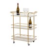 Glam Marble Bar Cart Gold - Olivia & May: Luxury Tea Serving Cart, No Assembly, Metal Frame - 2 of 4