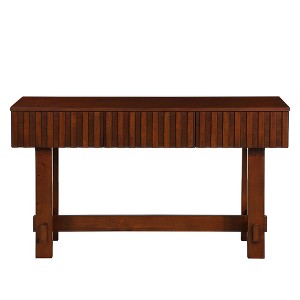 Hostack 52'' Farmhouse Fluted Console Table with Storage Drawers and Solid Wood Legs for Living Room and Hallway, Cherry - 1 of 4
