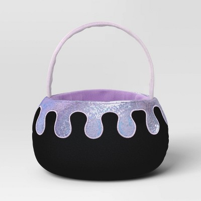 Halloween Round Cauldron Polyester Trick or Treat Decorative Bling Basket Purple - Hyde and EEK! Boutique™