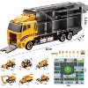 TEMI Construction Truck Set with Play Mat, Carrier Truck Toys for Kids Toddlers, Christmas Birthday Gift for Age 3 4 5 6 + Years Old Boys Girls - 2 of 3