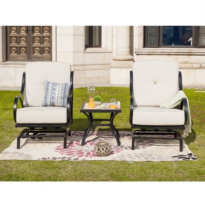 3pc Steel Patio Seating Sets Cream - Lokatse