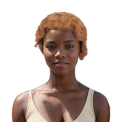 Unique Bargains Women's Wave Curly Short Hair Wig 180 Real Human Hair 4in Brown 1 Pc