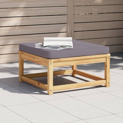 vidaXL Patio Footstool with Cushion Wax Brown Solid Wood Pine