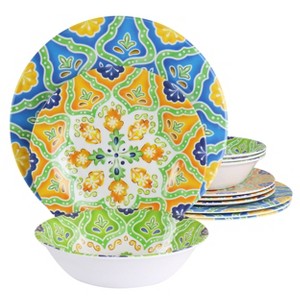 Elama Stapanya 12 Piece Melamine Dinnerware Set - 1 of 4