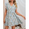 Coolmee Women's Summer Dress Cap Sleeve Casual Dresses V-Neck Floral Vacation Party Mini Dress - 2 of 4