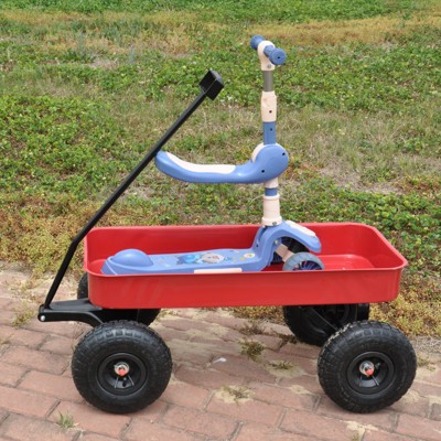 VisioGear Portable Outdoor Wagons with Wheels, Portable Carts for Children Kids, Red, 39.4"*18.11"*33"