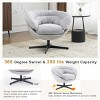 Modern Swivel Accent Chair,Chenille 360° Round Chair with Removable Cushion for Living Room Bedroom Office-Baofuwish - 2 of 4