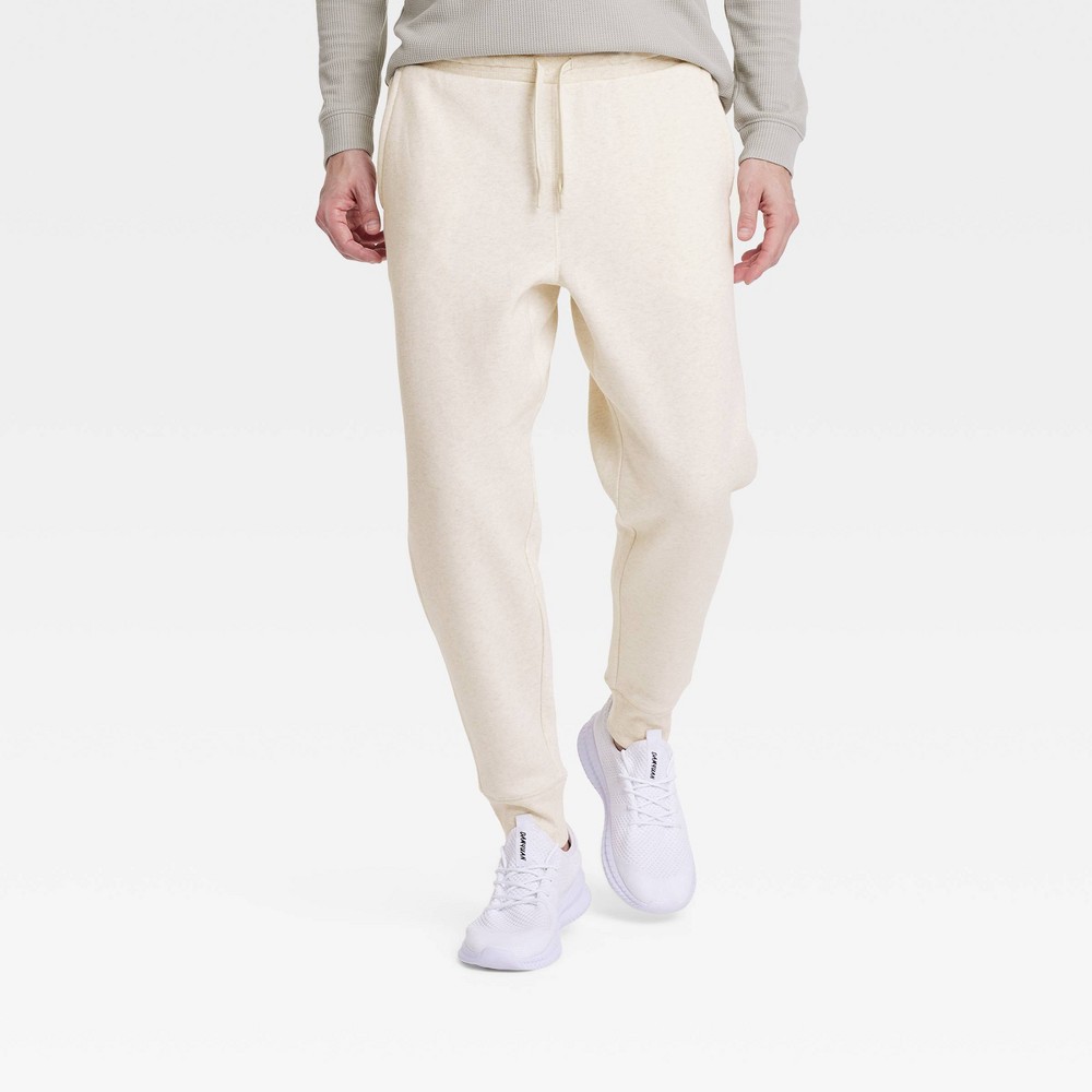 Men's Cotton Fleece Jogger Pants - All In Motion™ Oatmeal L