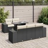 vidaXL Patio Sofa Set with Cushions Lounge Sofa Sections 6 Piece Poly Rattan - Black and Cream - 2 of 4