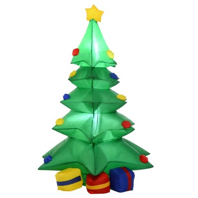 HOMCOM Inflatable Christmas Outdoor Lighted Yard Decoration Holiday Tree with Presents 4' Tall