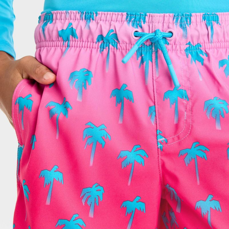 Boys' Tree Palm Printed Swim Shorts - Cat & Jack™ Pink/Blue, 3 of 5