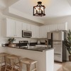 DORESshop 4-Light Black and Dark Wood Pendant Light Industrial Farmhouse Hanging Light with Metal Frame Shade No Bulb Included - 4 of 4