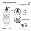 Evideco French Home Goods Glass and Bamboo Soap Dispenser - Available in 17 oz and 34 oz, PURE SOAP Design, Sturdy Pump for Easy Dispensing - image 3 of 4