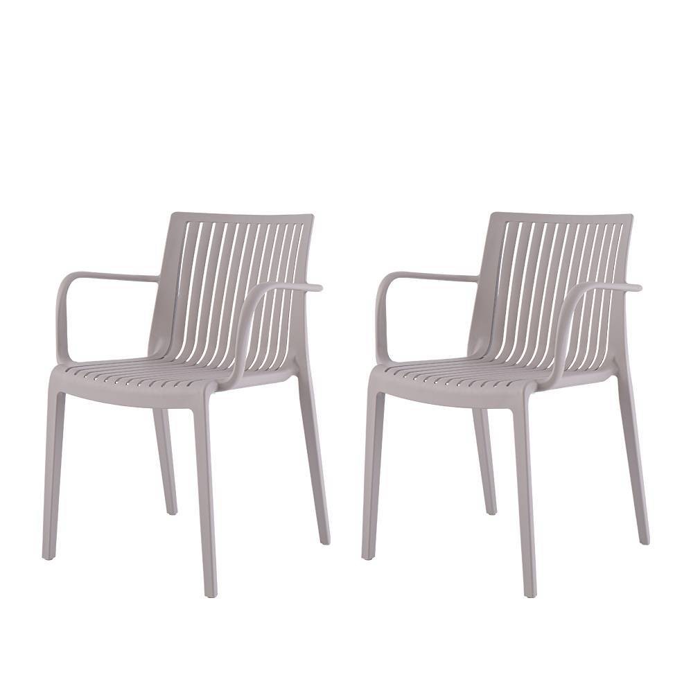 Photos - Garden Furniture Lagoon Milos 2pk Stackable Outdoor Arm Chairs - Light Gray  