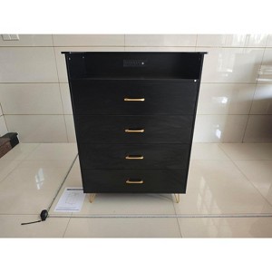 Tall 5-Drawer LED Dresser with Charging Station, App-Controlled RGB Music Sync Lights, Wood Chest of Drawers for Bedroom, Living Room - 1 of 1