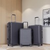 Vynxaria 3-Piece Black ABS Lightweight Luggage Set 20/24/28" with Two Hooks Spinner Wheels TSA Lock - 2 of 4