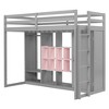 Sapphtopaz Wood Loft Bed with Wardrobe & Storage Cabinet,Versatile Bed Frame with Ladder & Guardrail,Space-Saving Bed for Adults&Teen - 4 of 4