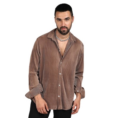 Campus Sutra Men Men's Mocha Brown Pleat-Creased Shirt
