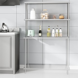 COZONY Stainless Steel Work Table with Overshelves, Heavy Duty Prep Table Kitchen Countertop with Adjustable Storage - 1 of 4