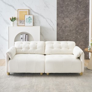 83.1'' Cloud Fabric 2-Seater Sofa with Straight-Line Design, Solid Wood Frame and Fluffy Sponge Cushioning - 1 of 4