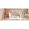 APRILSOUL Full Size Wood House Bed with Window and Fence, Gray - 3 of 4