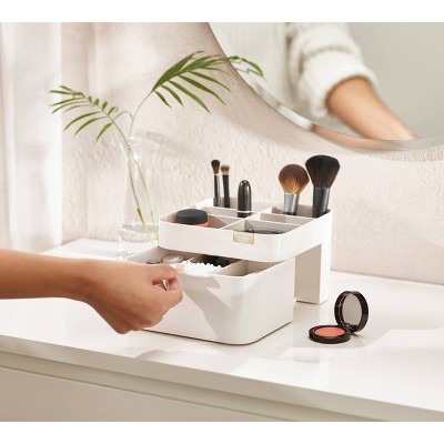 Off-White ABS Cosmetic Organizer with Drawer