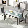Hooseng 5-Piece Faux Marble Tabletop Dining Table Set, Kitchen Dining Room Table Sets for 4 with 4 PU Leather Chairs, - 3 of 4