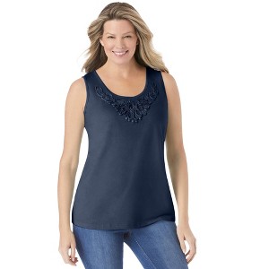 Woman Within Beaded Tank Top - 1 of 4