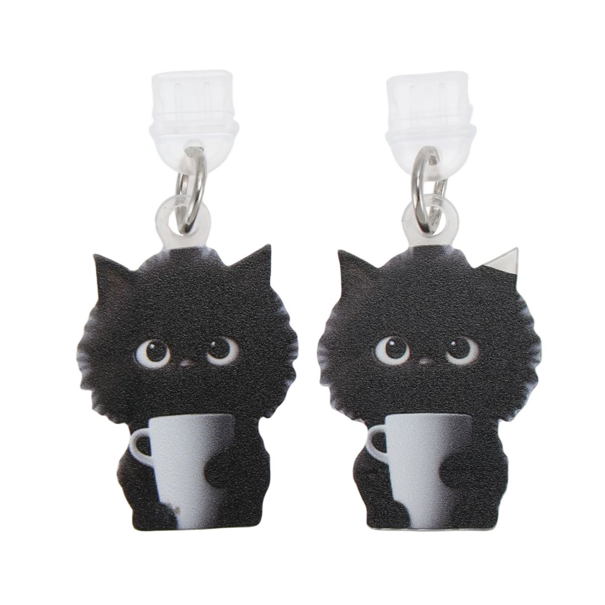 Unique Bargains Cat Pendants Dust Plug Charm for Type-C Black White 2 Pcs