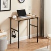 VECELO 32/43 in. Small Computer Desk, Writing Desk with Hooks, Work Desk with Adjustable Feet for Small Space, Brown - 2 of 4