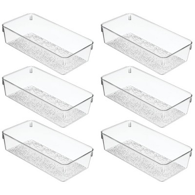 Mdesign Plastic Bathroom Drawer Organizer Tray 6 Wide 6 Pack Clear   GUEST F9a364d0 8f47 4b5c B6ca 9180e6241528