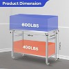 Inch Stainless Steel Folding Table, 920Lbs Double Tier Prep Station with Undershelf, Lockable Casters, Heavy Duty Commercial Workbench, Silver - 2 of 4