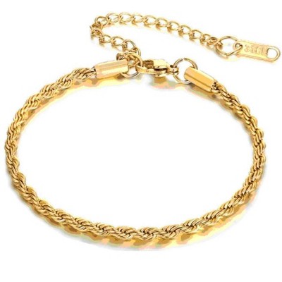 Hollywood Sensation Elegant Rope Bracelet Gold 6.5 Inches