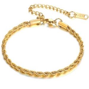 Hollywood Sensation Elegant Rope Bracelet Gold 6.5 Inches - 1 of 4