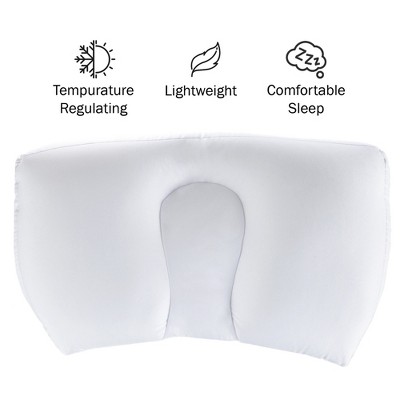 White Microbead Ergonomic Travel and Sleep Pillow