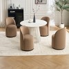 Set of 2 Velvet Upholstered Swivel Barrel Chairs,Round Boucle Armless Chairs,360° Swivel Accent Chair for Dining Room, Kitchen-Cuddlewood - 3 of 4
