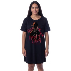 Nightmare On Elm Street Womens' Freddy Krueger Nightgown Sleep Pajama Dress Black - 1 of 3